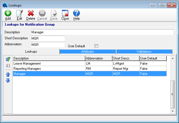 lookups dialog for leave management