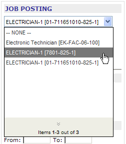 job posting pane dropdown